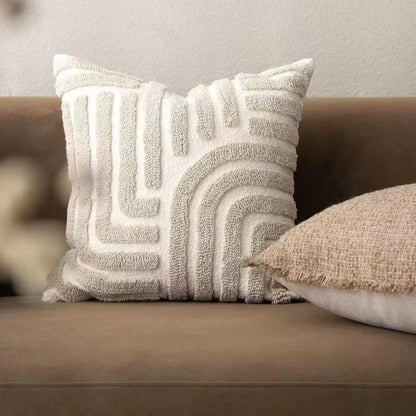 Housse de coussin Bohème chic<br>Chenille - Beige