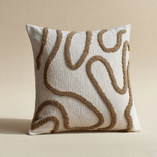 Housse de coussin bohème chic<br>Chenille - Camel