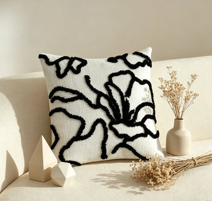 Housse de coussin bohème chic<br>Chenille - Noir