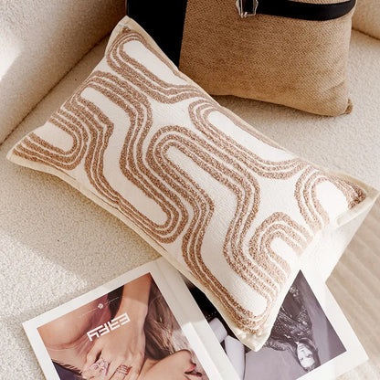 Housse de coussin boheme<br> Motif en bouclettes