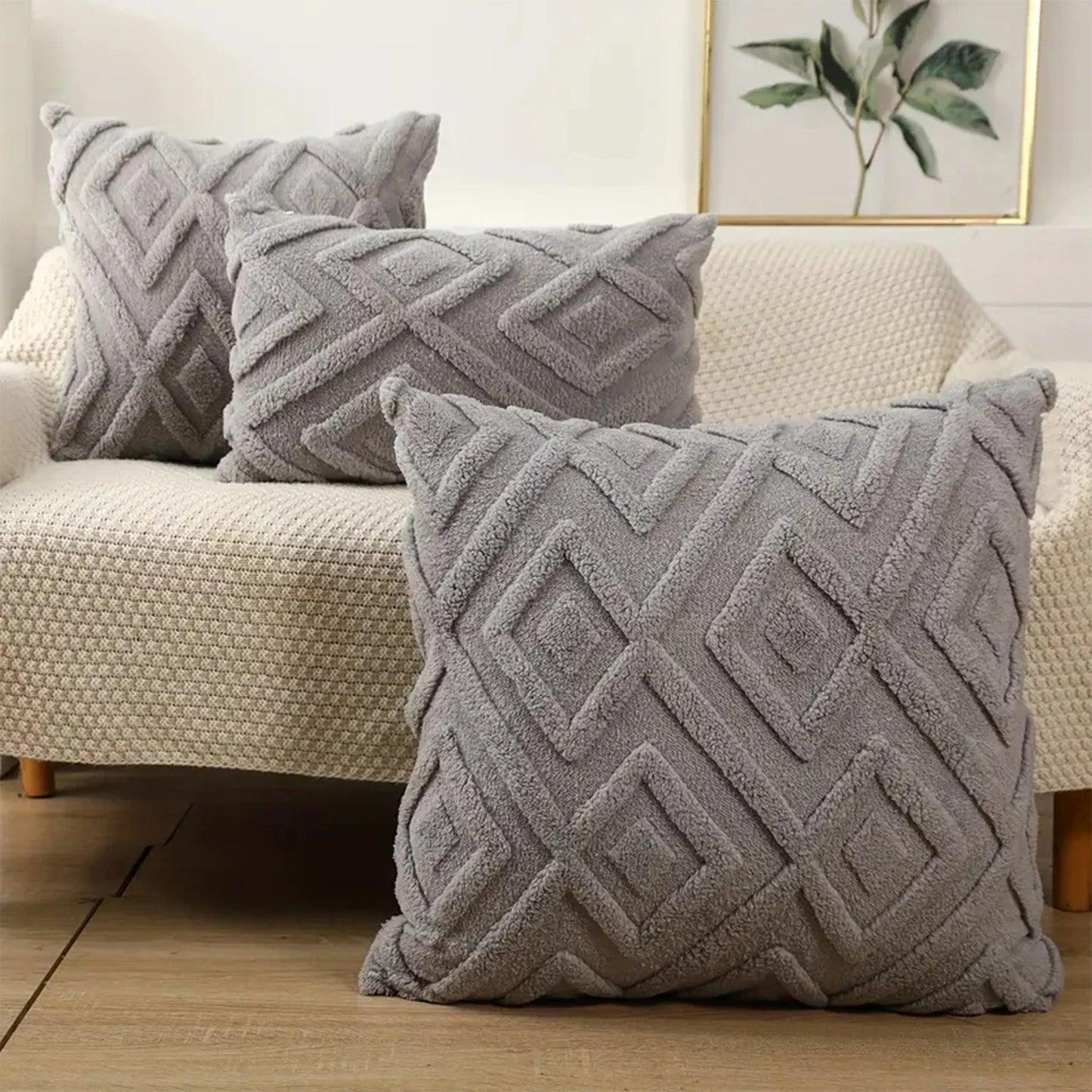 Housse de coussins Canapé Motif Losanges Gris