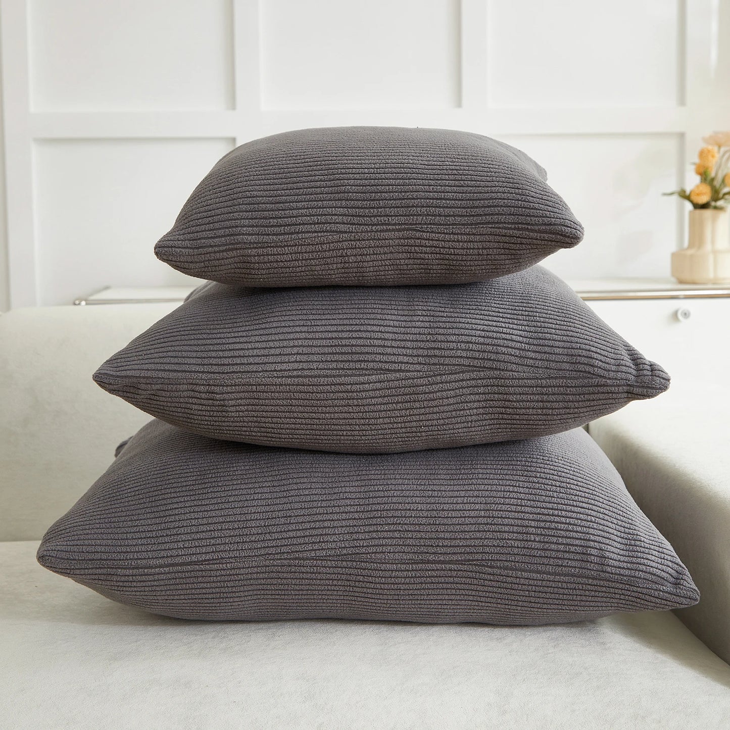 Housse de coussin Chenille Anthracite