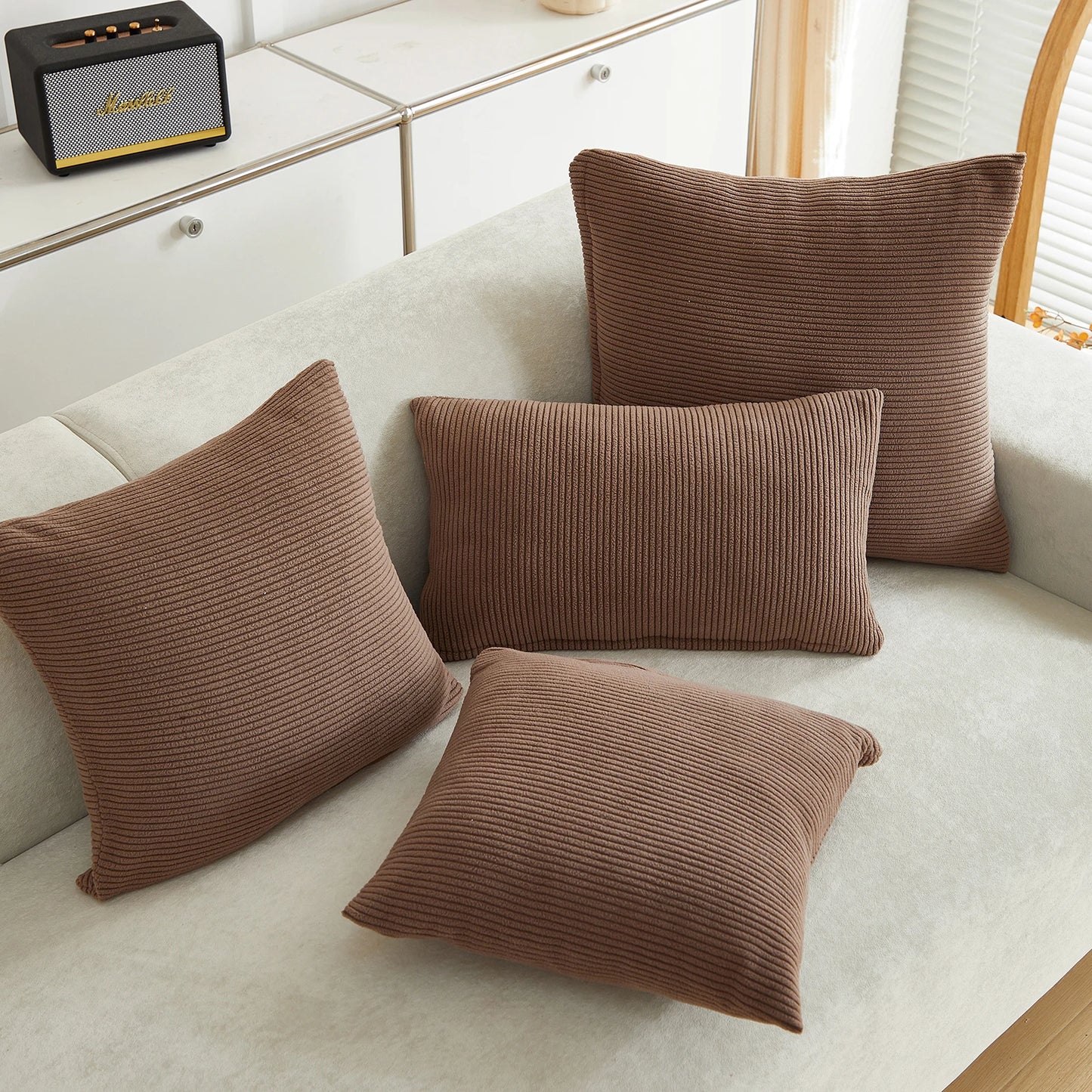 Housse de coussin Chenille Marron
