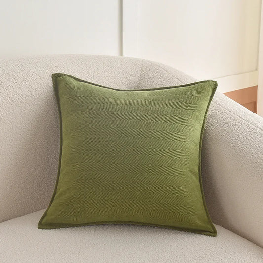 Housse de coussin chevron<br> Vert olive - 45x45