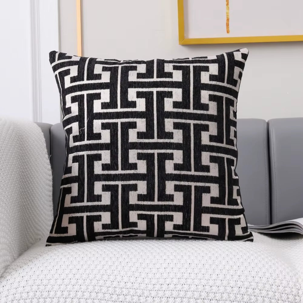 Housse de coussin Design Géométrique - Noir
