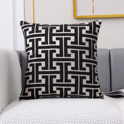 Housse de coussin Design Géométrique - Noir