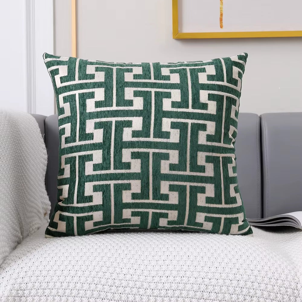 Housse de coussin Design Géométrique - Vert sapin