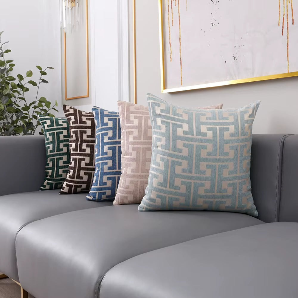 Housse de coussin Design Géométrique - Bleu ciel