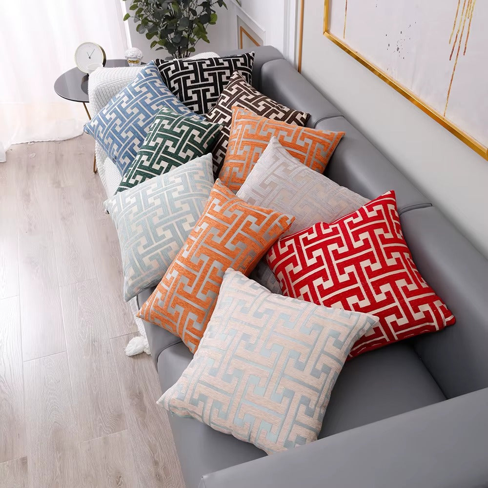 Housse de coussin Design Géométrique - Bleu minéral