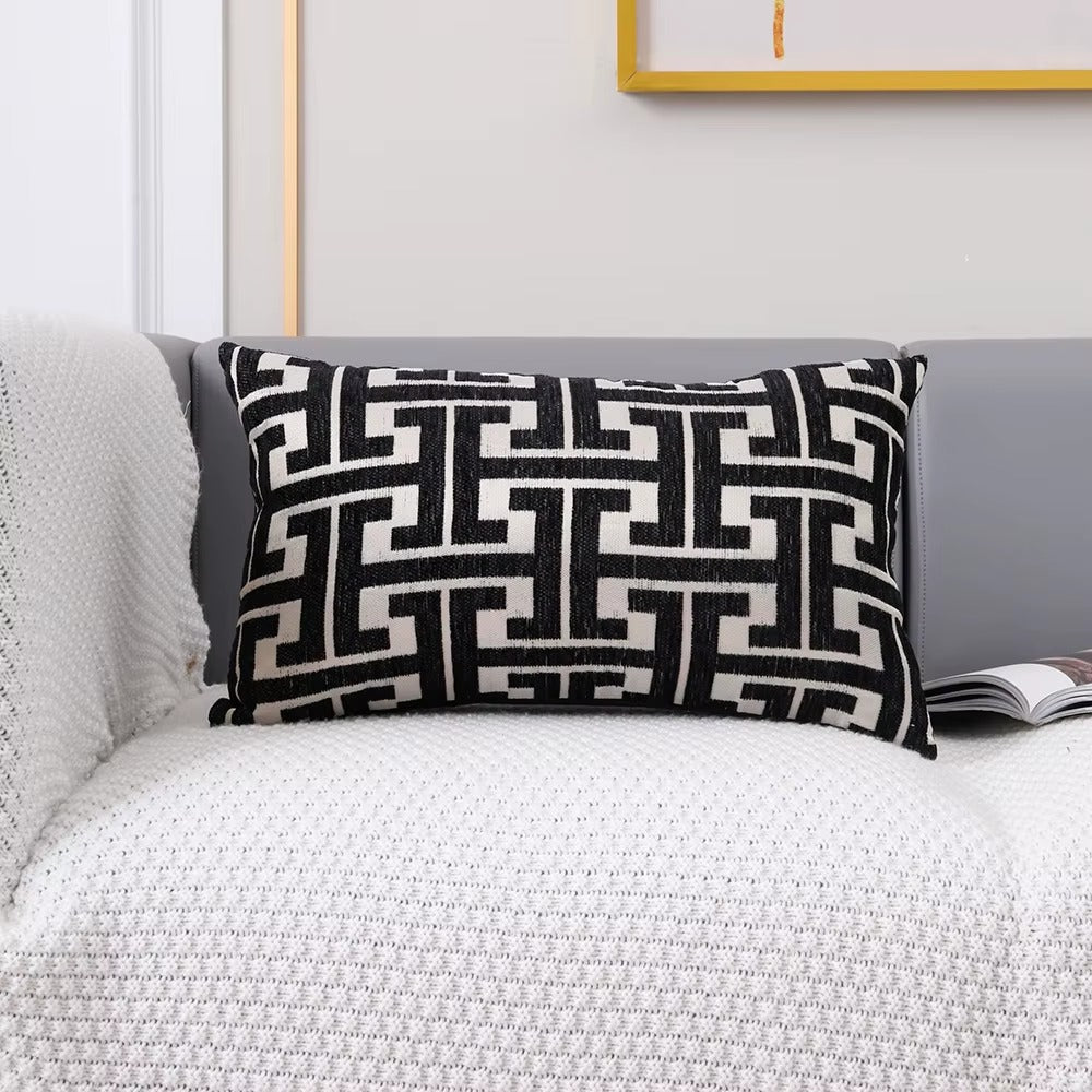 Housse de coussin Design Géométrique - Noir