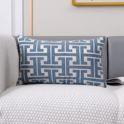 Housse de coussin Design Géométrique - Bleu minéral