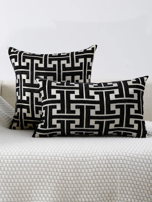 Housse de coussin Design Géométrique Noir