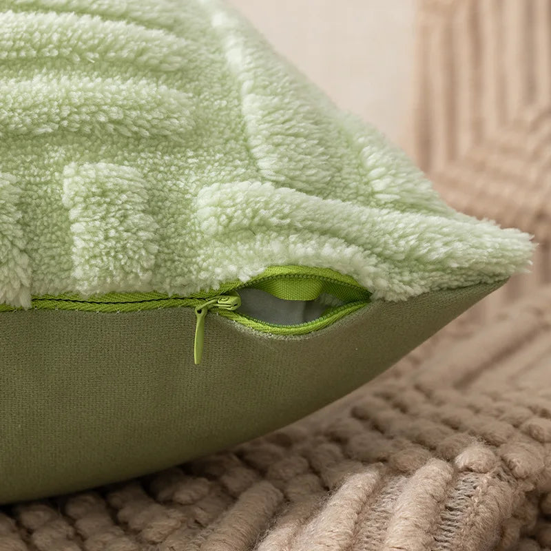 Housse de coussin effet Fourrure <br> Vert Sauge
