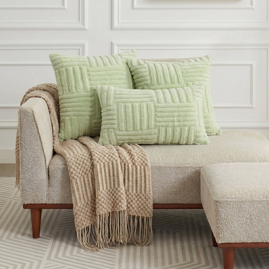 Housse de coussin effet Fourrure <br> Vert Sauge