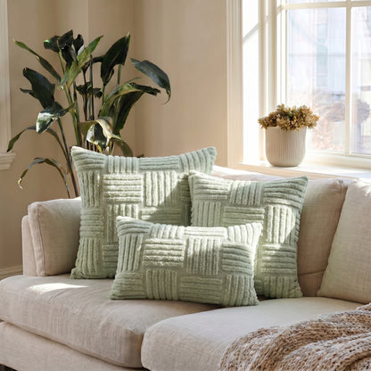 Housse de coussin effet Fourrure <br> Vert Sauge