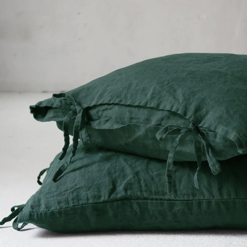 Housse de coussin en Lin Vert Forêt