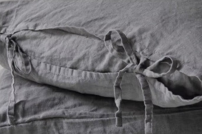 Housse de coussin en Lin Anthracite