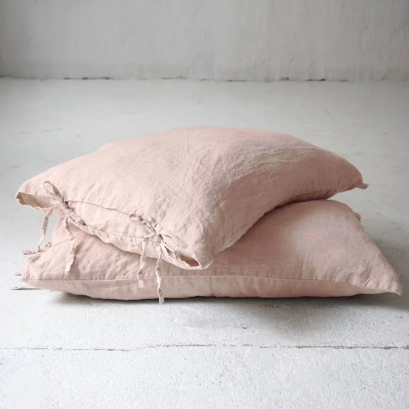 Housse de coussin en Lin Rose Poudré