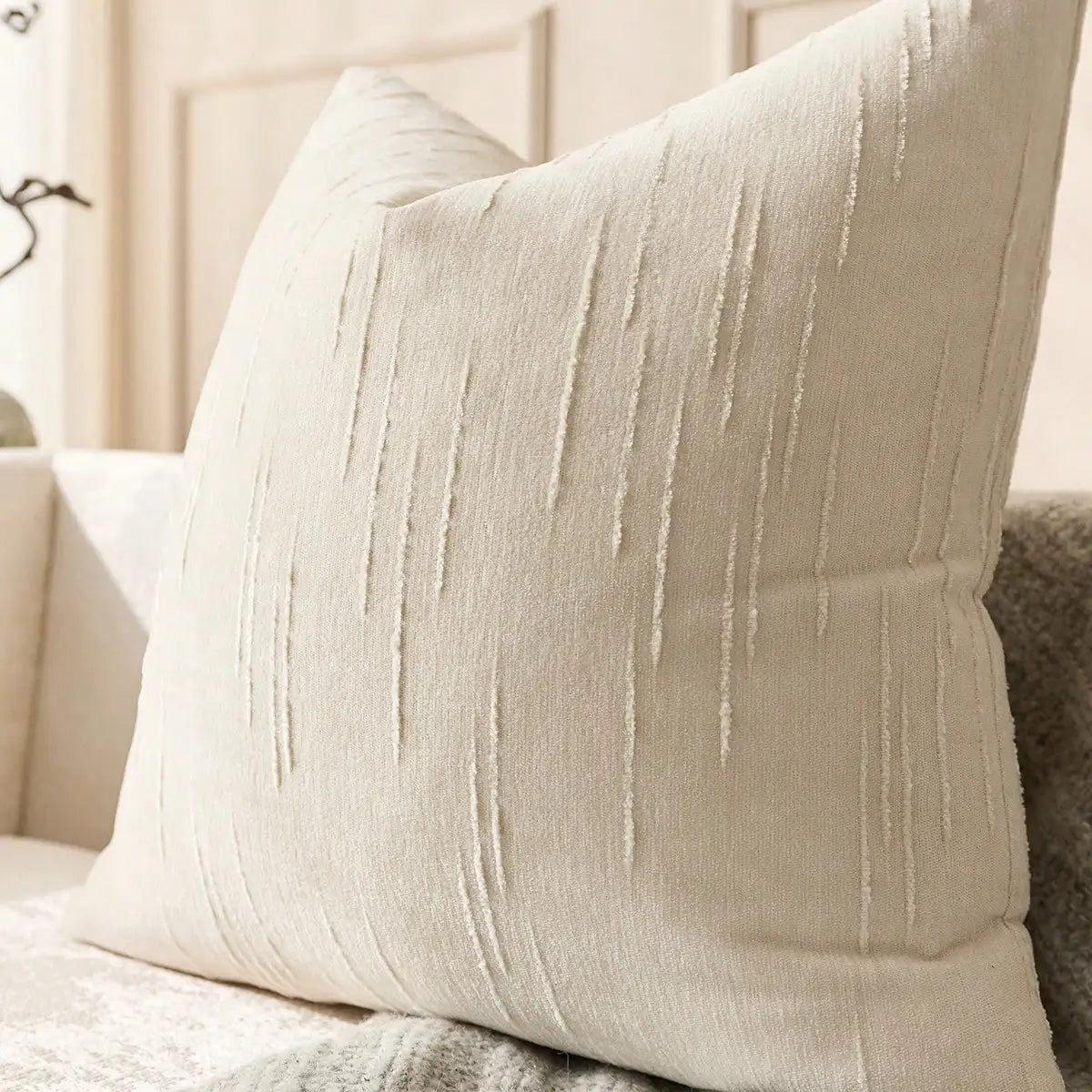 Housse de coussin en Lin 45x45 Beige