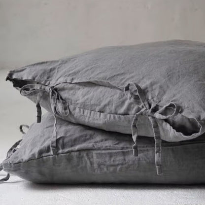 Housse de coussin en Lin Anthracite