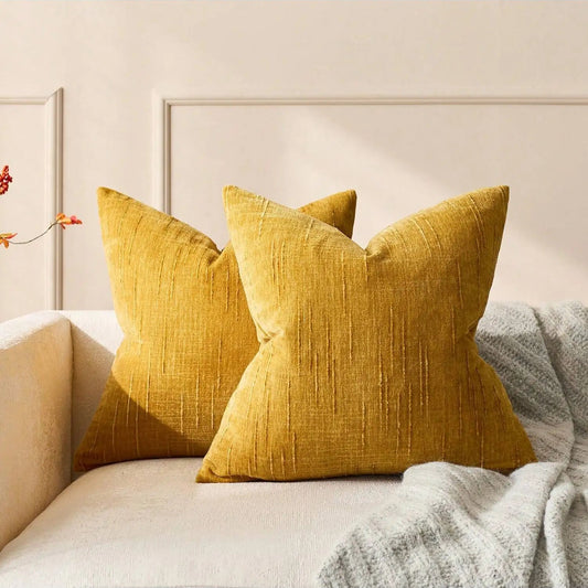 Housse de coussin en Lin 45x45 Ocre