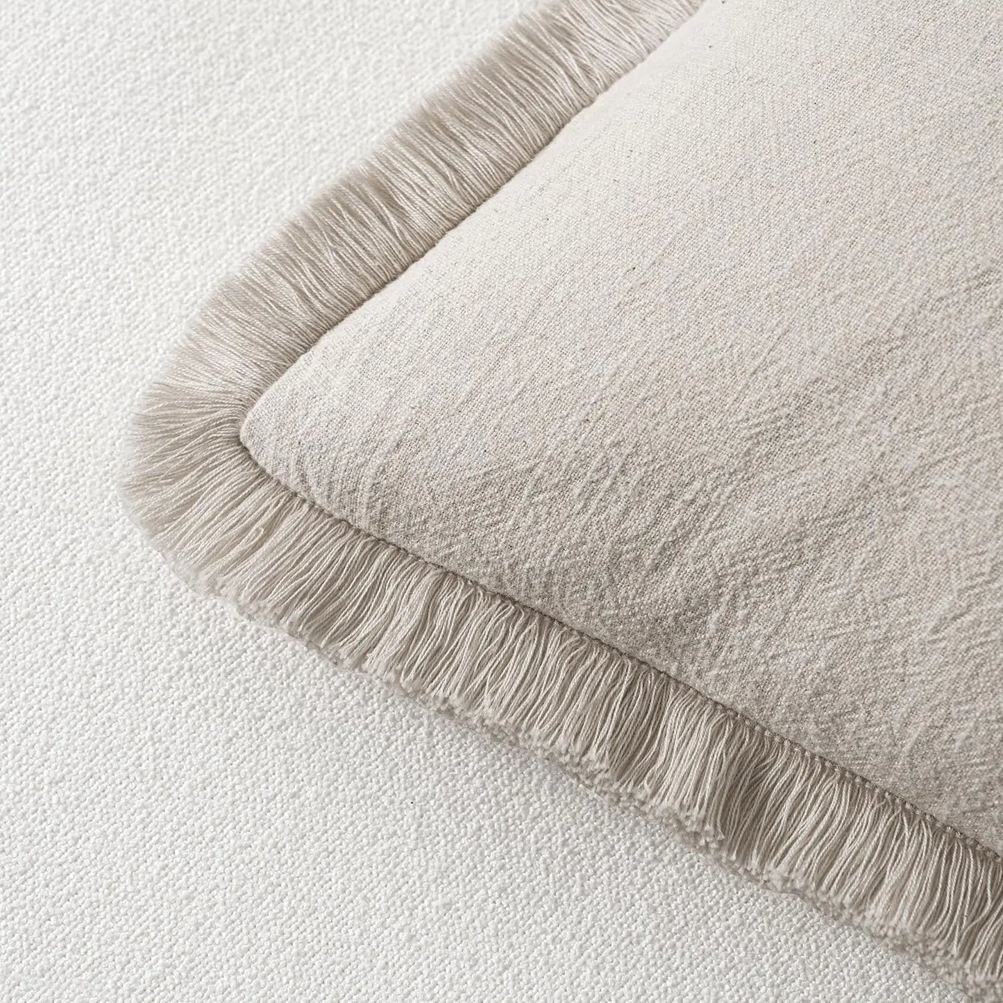 Housse de coussin en Lin<br> Rose à franges