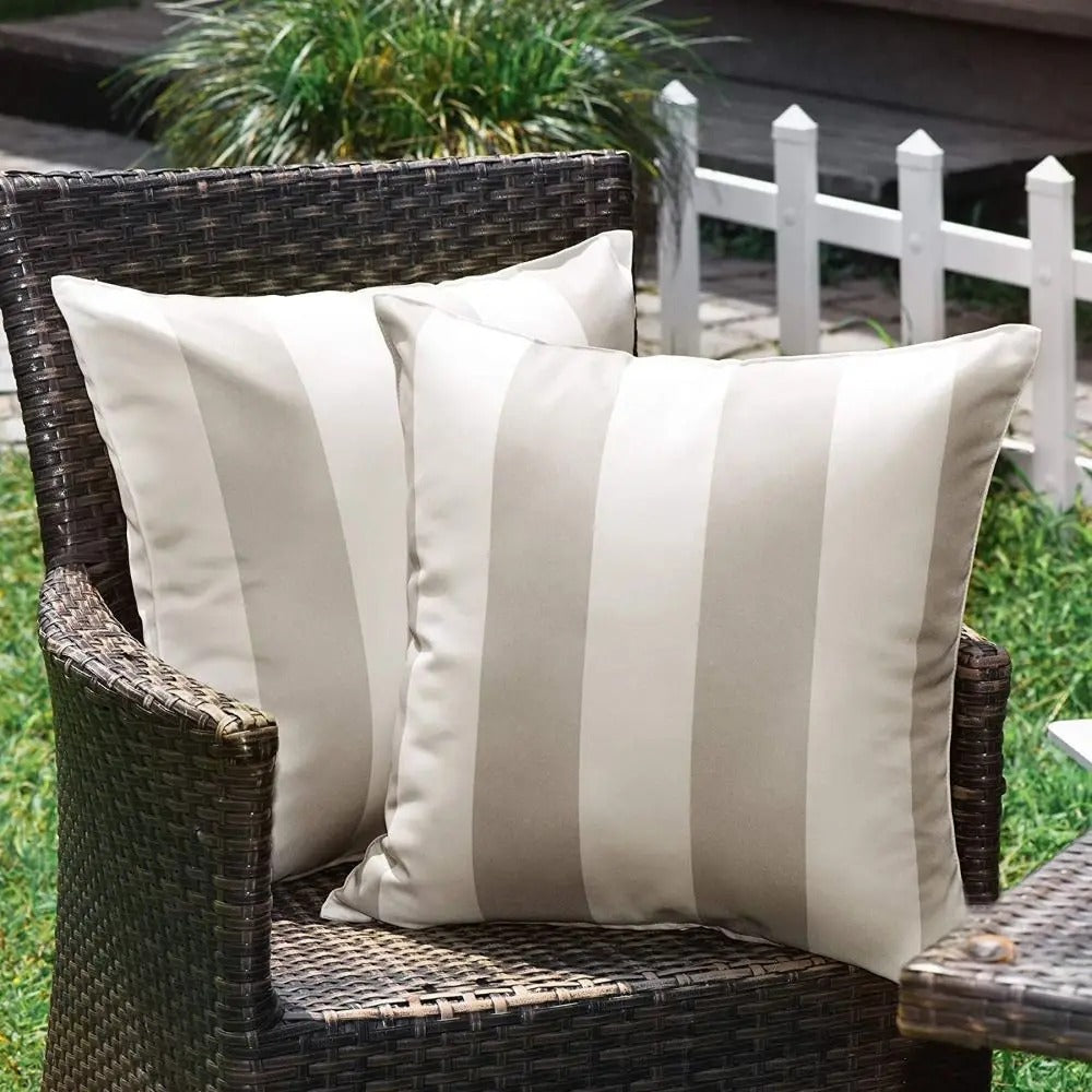 Housse de coussin Exterieur Imperméable Rayures Noires