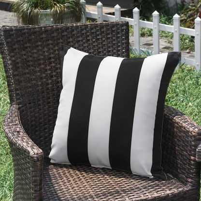 Housse de coussin Exterieur Imperméable Rayures Noires