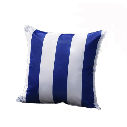 Housse de coussin Exterieur Imperméable Rayures Bleues
