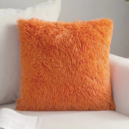Housse de coussin<br> Fausse Fourrure Orange