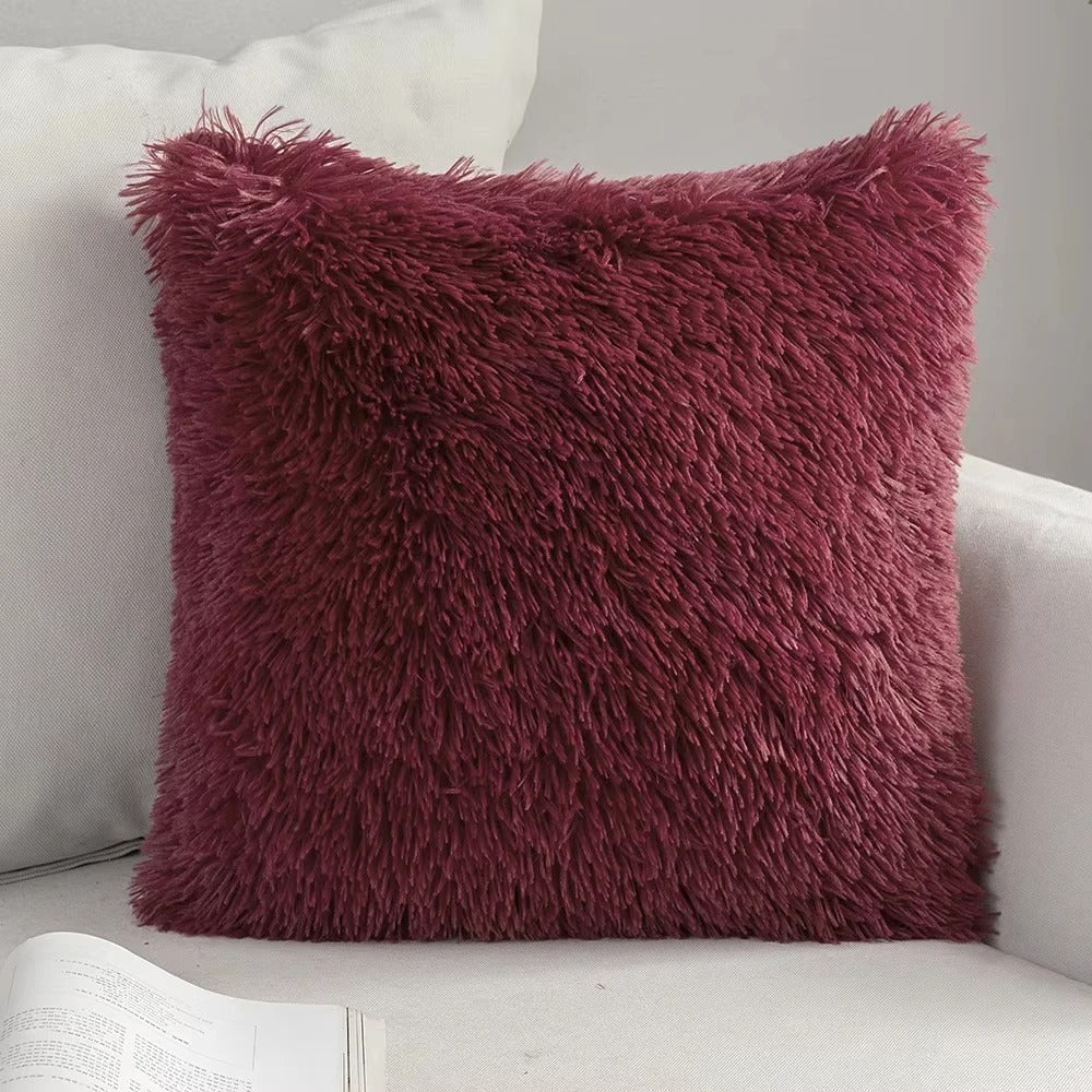 Housse de coussin<br>Fausse Fourrure Marron
