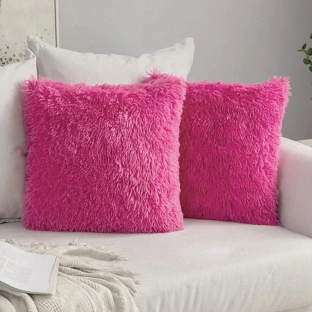 Housse de coussin<br>Fausse Fourrure Fuchsia