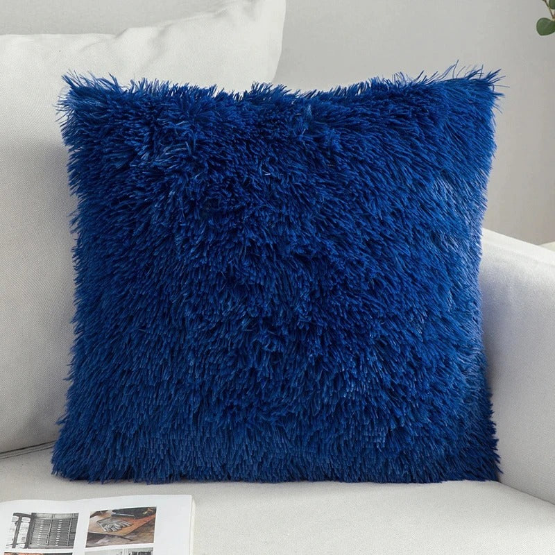 Housse de coussin<br>Fausse Fourrure Noir