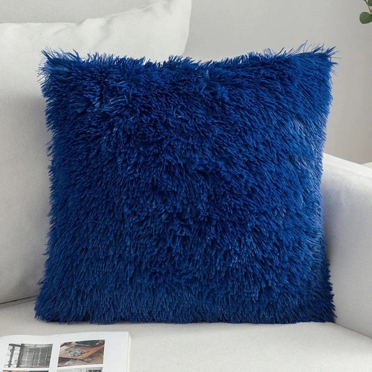 Housse de coussin<br>Fausse Fourrure Bleu Marine