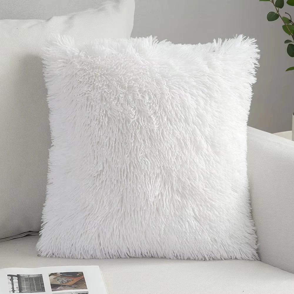 Housse de coussin<br>Fausse Fourrure Blanc