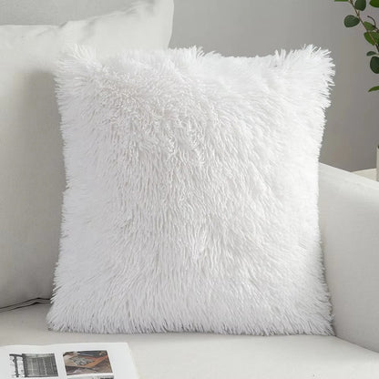 Housse de coussin<br>Fausse Fourrure Blanc