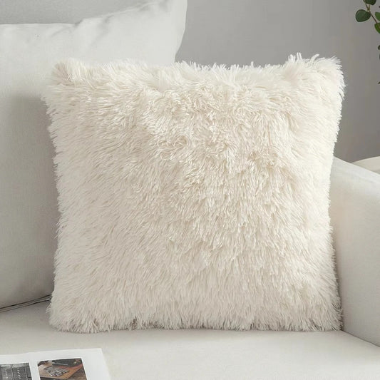 Housse de coussin<br> Fausse Fourrure Ecru
