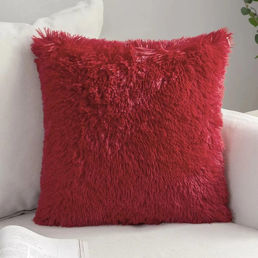 Housse de coussin<br> Fausse Fourrure Rouge