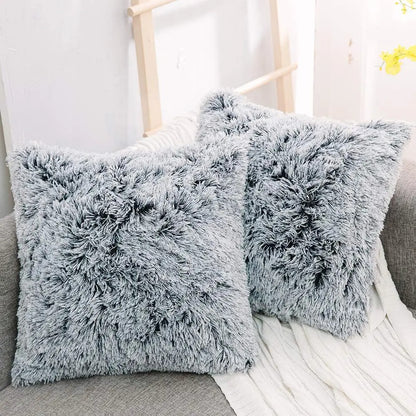 Housse de coussin<br> Fausse Fourrure Chiné Beige