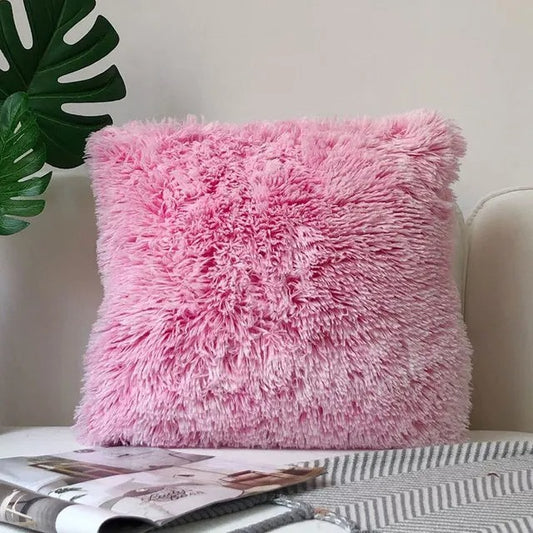 Housse de coussin<br> Fausse Fourrure Chiné Fuchsia