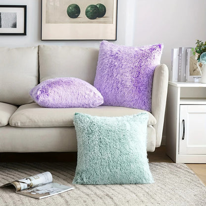 Housse de coussin<br>Fausse Fourrure Chiné Framboise