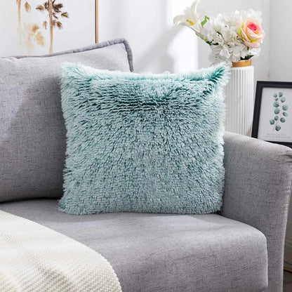 Housse de coussin<br> Fausse Fourrure Chiné Vert