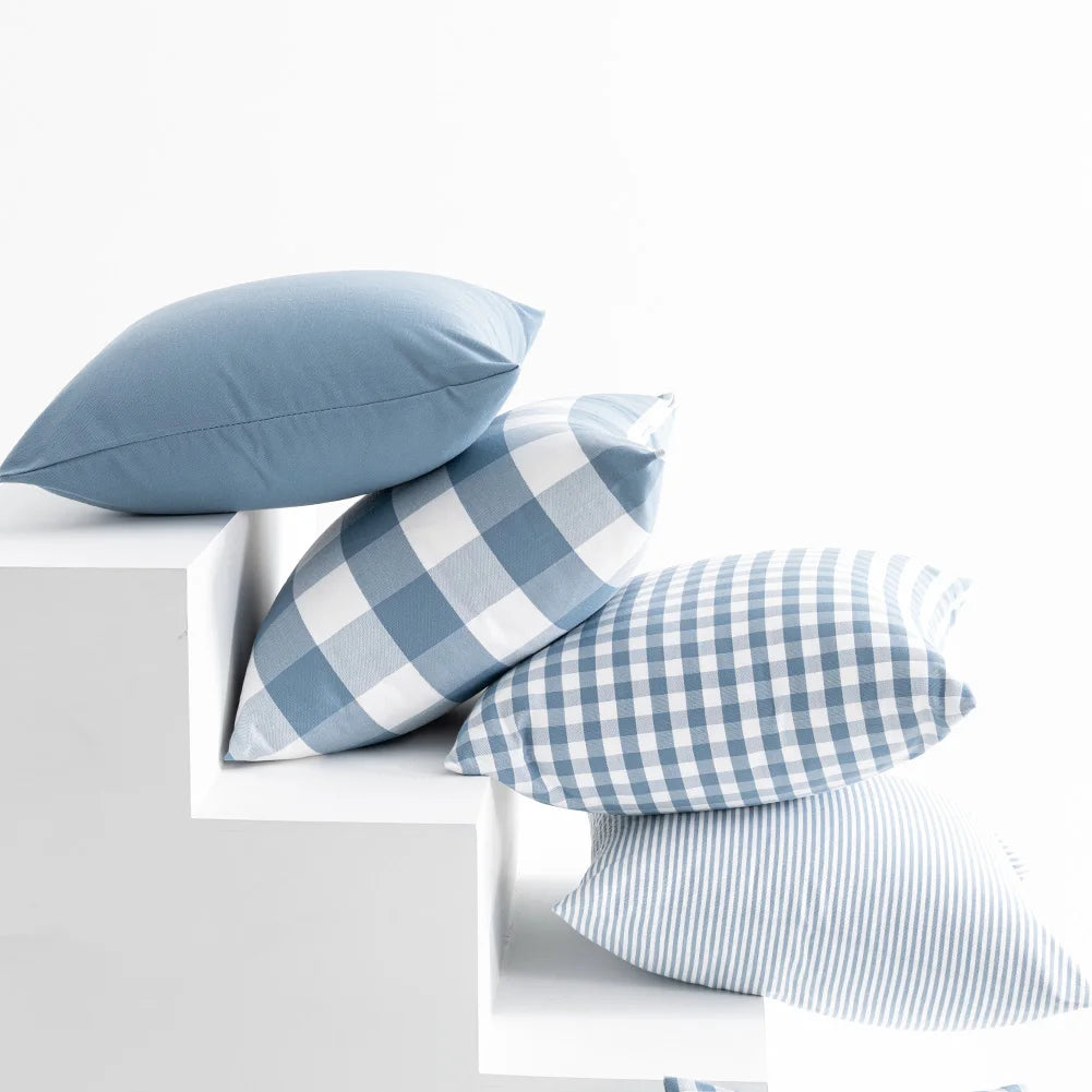 Housses de coussins 45x45<br> Fines rayures Bleues