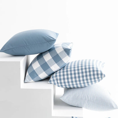 Housses de coussins 45x45<br> Fines rayures Bleues