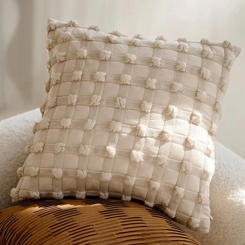 Housse de coussin Jacquard<br> Ivoire - Feuille