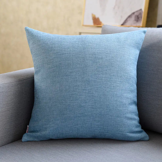 Housse de coussin<br> Lin Uni Bleu Minéral
