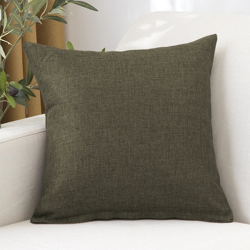 Housse de coussin<br> Lin Uni Moka
