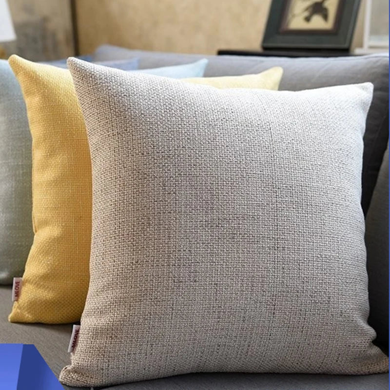 Housse de coussin<br> Lin Uni Jaune Moutarde