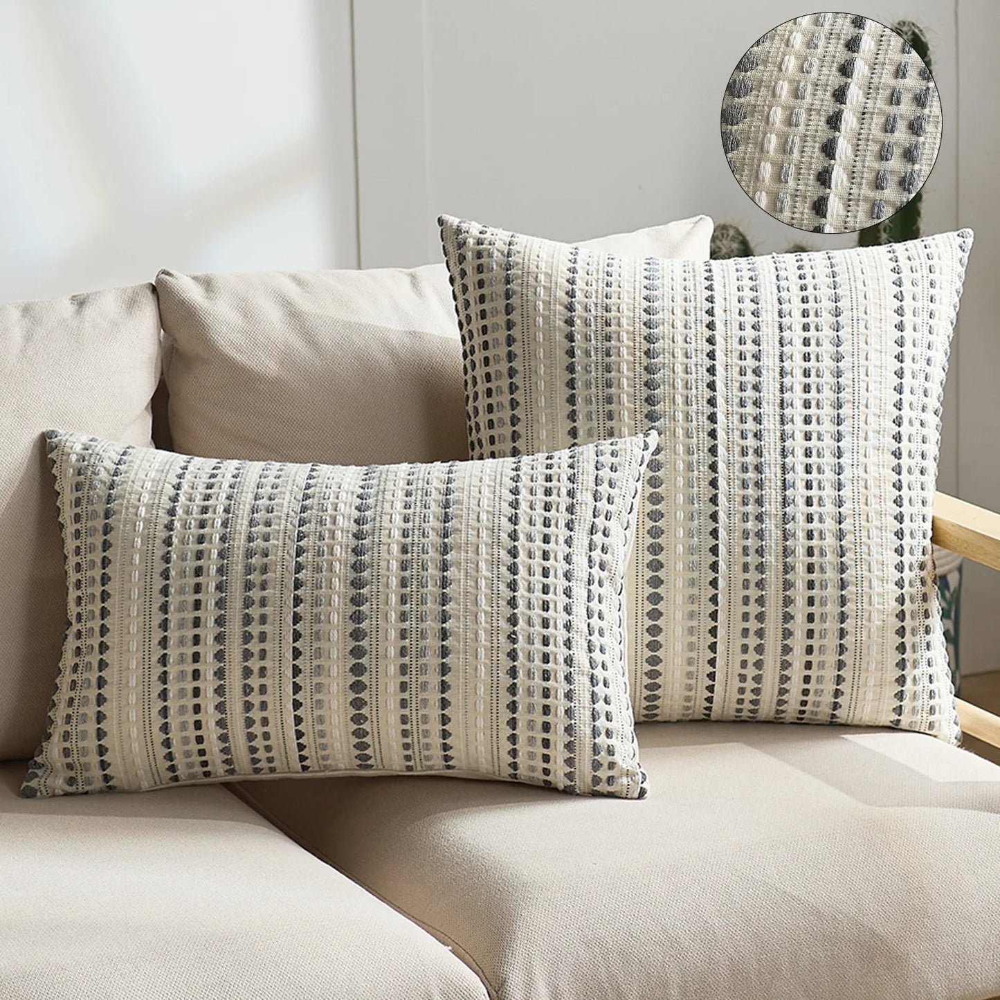 Housse de coussin Macramé Boheme Gris