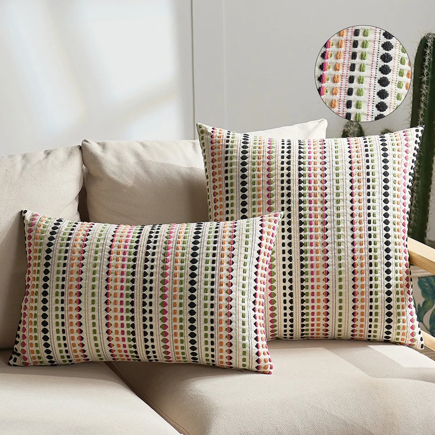 Housse de coussin Macramé Boheme Rainbow